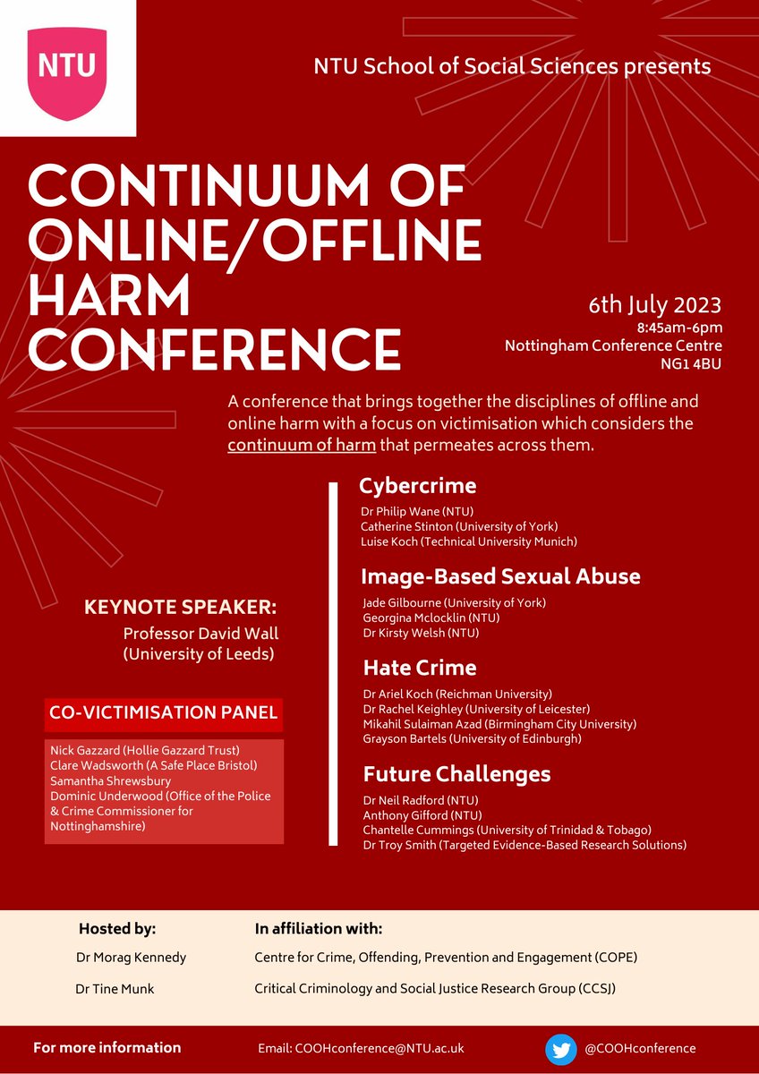 COOHconference's tweet photo. We are happy to announce our speakers for the conference on 6th July in Nottingham! 

Events page (where you can register to attend) coming soon

@CCSJ_NTU @NTUSocSciences https://t.co/kQ1nwDIfFs