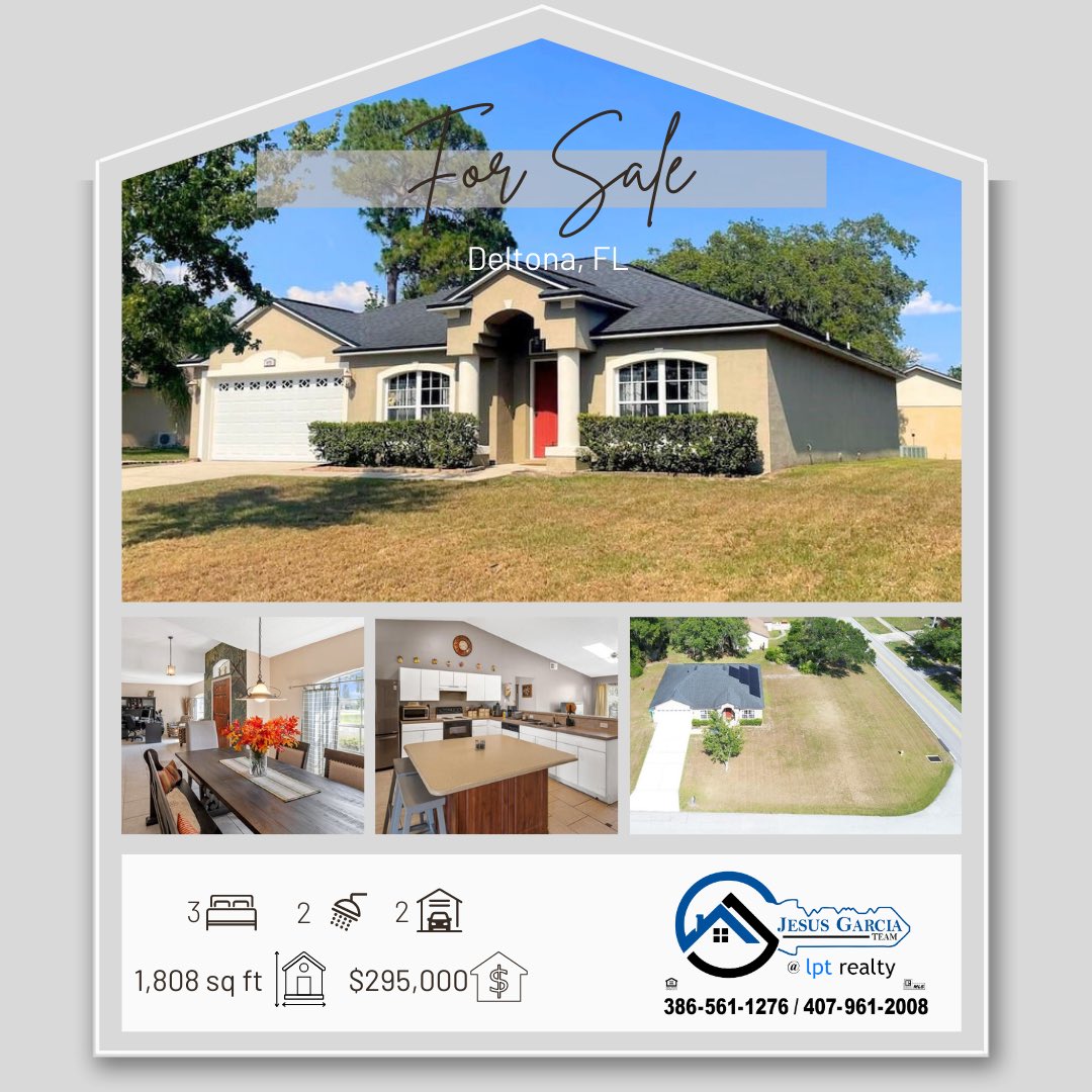 New listing!
Welcome to the perfect opportunity to turn this house into your dream home! This home, located in Deltona, on a desirable corner lot has everything you need. 
Schedule a showing today!
📱386-561-1276  
☎️407-961-2008

#JesusGarciaTeam #CentralFlorida #FloridaRealtors