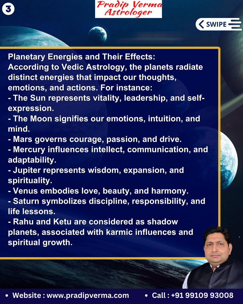 ▪︎ Unveiling Planets and Energies: Insights from Vedic Astrology by Astrologer Pradip Verma 

#VedicAstrology #PlanetaryInfluences #CosmicEnergies #AstrologyInsights