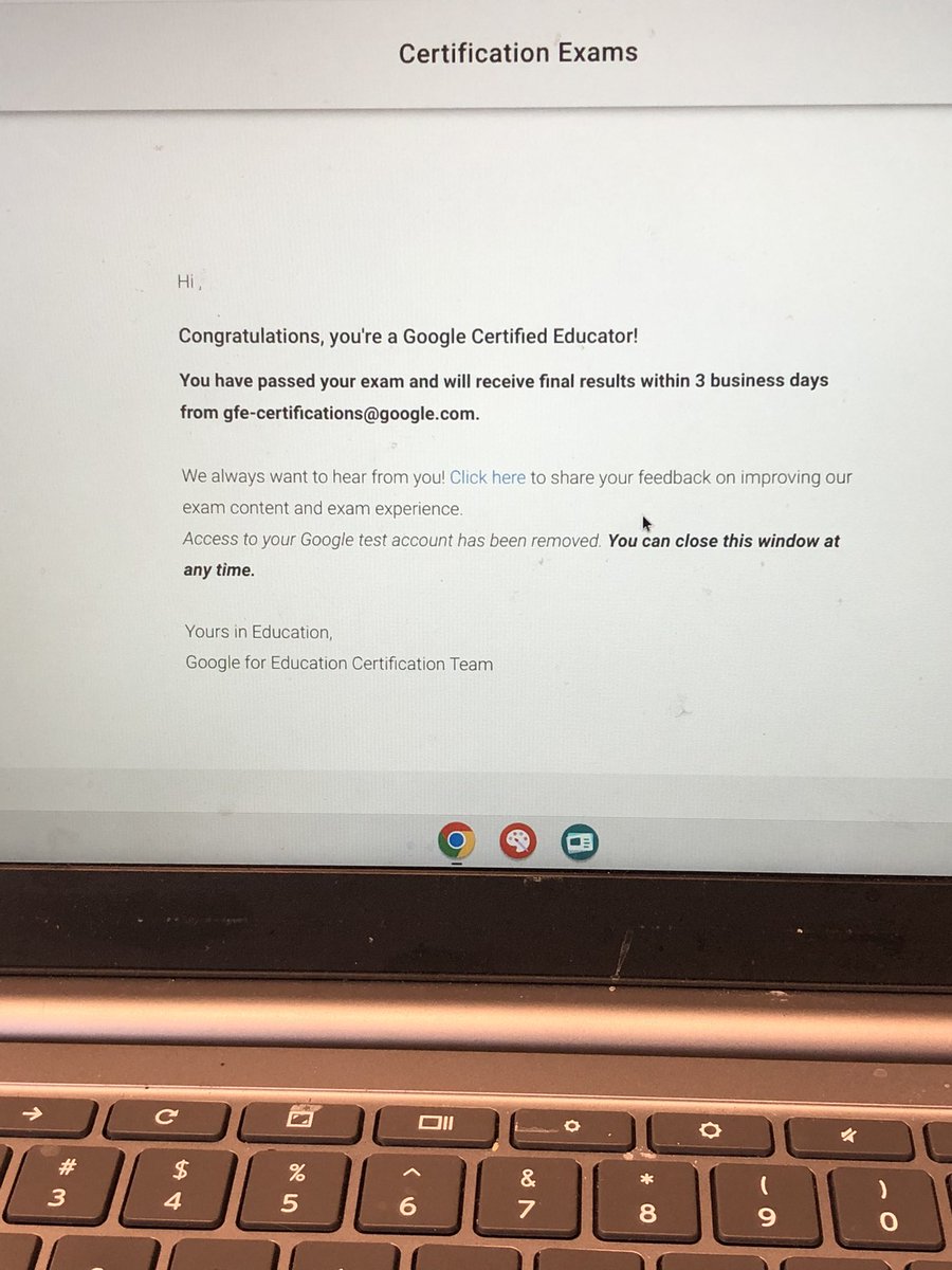 Renewed my google level 1 today thanks to @EdTechKelly  and @KyCharge. Great finale to an amazing week of learning at the Elevation Summitt!  #leadthecharge