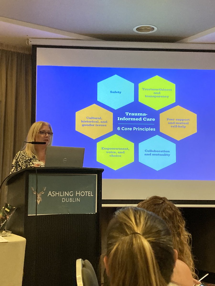 Diane Clabby talking about trauma informed care in a bereavement support programme for the Ukrainian community based on hearing and hope. Carol Milton also talked about the development of the project #NBF2023