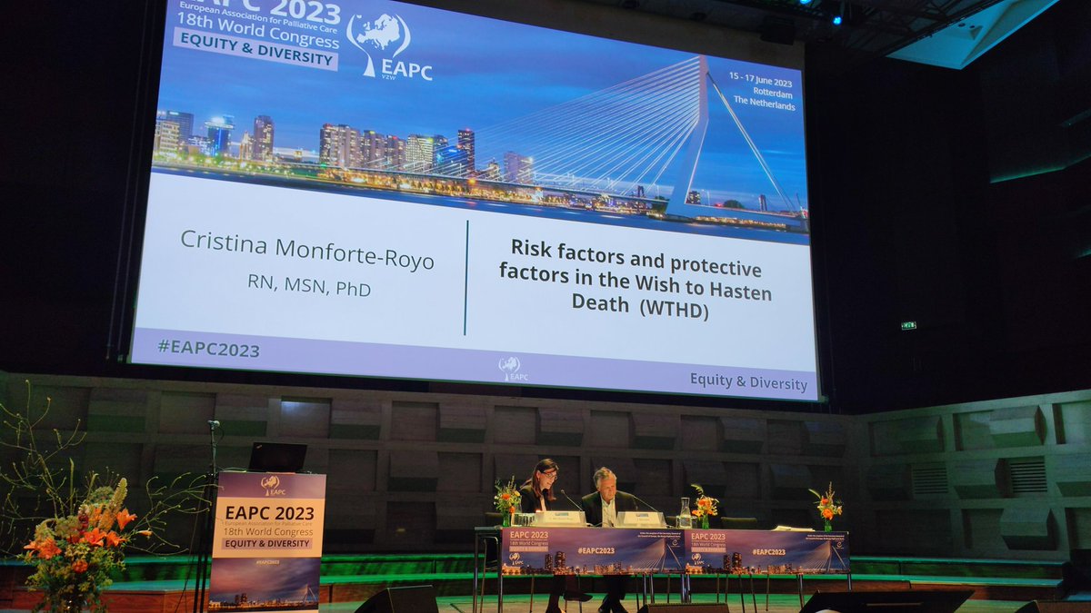 wecareuic's tweet photo. @CMonforteRoyo Co-director of @wecareuic chairs the parallel session Management of the Wish to Hasten Death in Europe at the #eapc2023 Congress of the @EAPCvzw in #Rotterdam https://t.co/lHrU9YsRu2