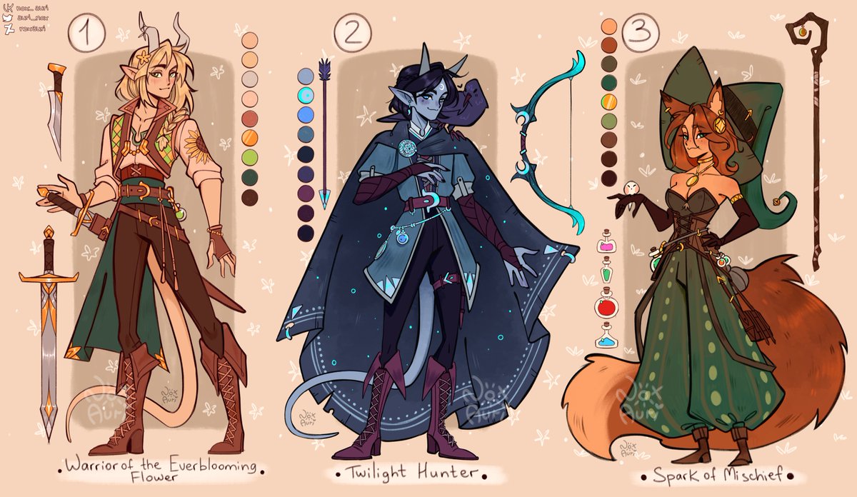 ♥ Set price fullbody adopts looking for a loving home! :'3 ♥ 

♥ SP1: 90$ (each)
♥ SP2: 140$ (+bust)

To claim write below or dm me!

Payment via Boosty!  

Your RTs help me a lot! Thank you very much!!

#characterdesign #artistsontwitter #auction #dndcharacter #dnd #adopt