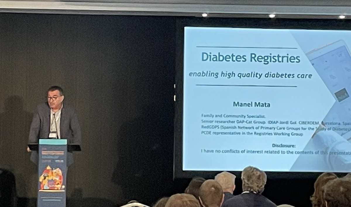 Nuestro compañero @manelmatacases detalla el valor y la utilidad de los registros de datos de #diabetESP, que tan bien conoce. Sólo analizando esta información, es posible conocer, evidenciar y aprender para implementar intervenciones de calidad. #pcde2023 @redGDPS @PCDEurope