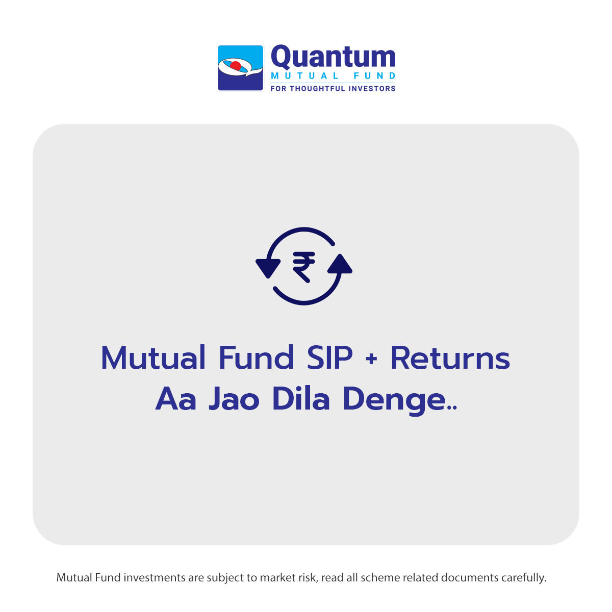 #Mutualfund investment returns ke saath #diversification aur safeguard bhi chaiye?, who bhi dila denge. 😊

Invest NOW >> tinyurl.com/2u3tj5ry

#QuantumMutualFund #QuantumAMC #Aajo #aajaodiladenge #mutualfunds #investments #ESG #SIP #Trends #Viral #assetallocation #Equity