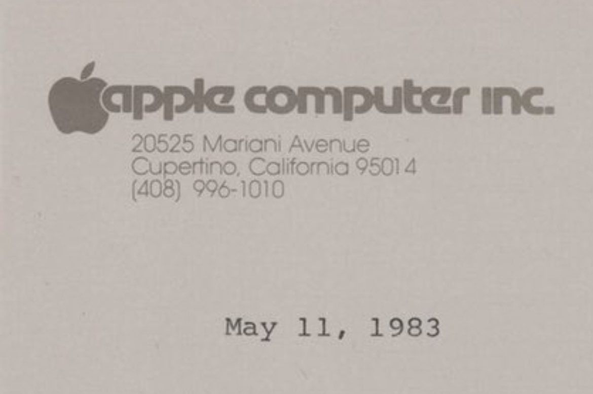 En esta carta de 1983 podéis ver de dónde viene la manzana mordida de Apple!!! 
