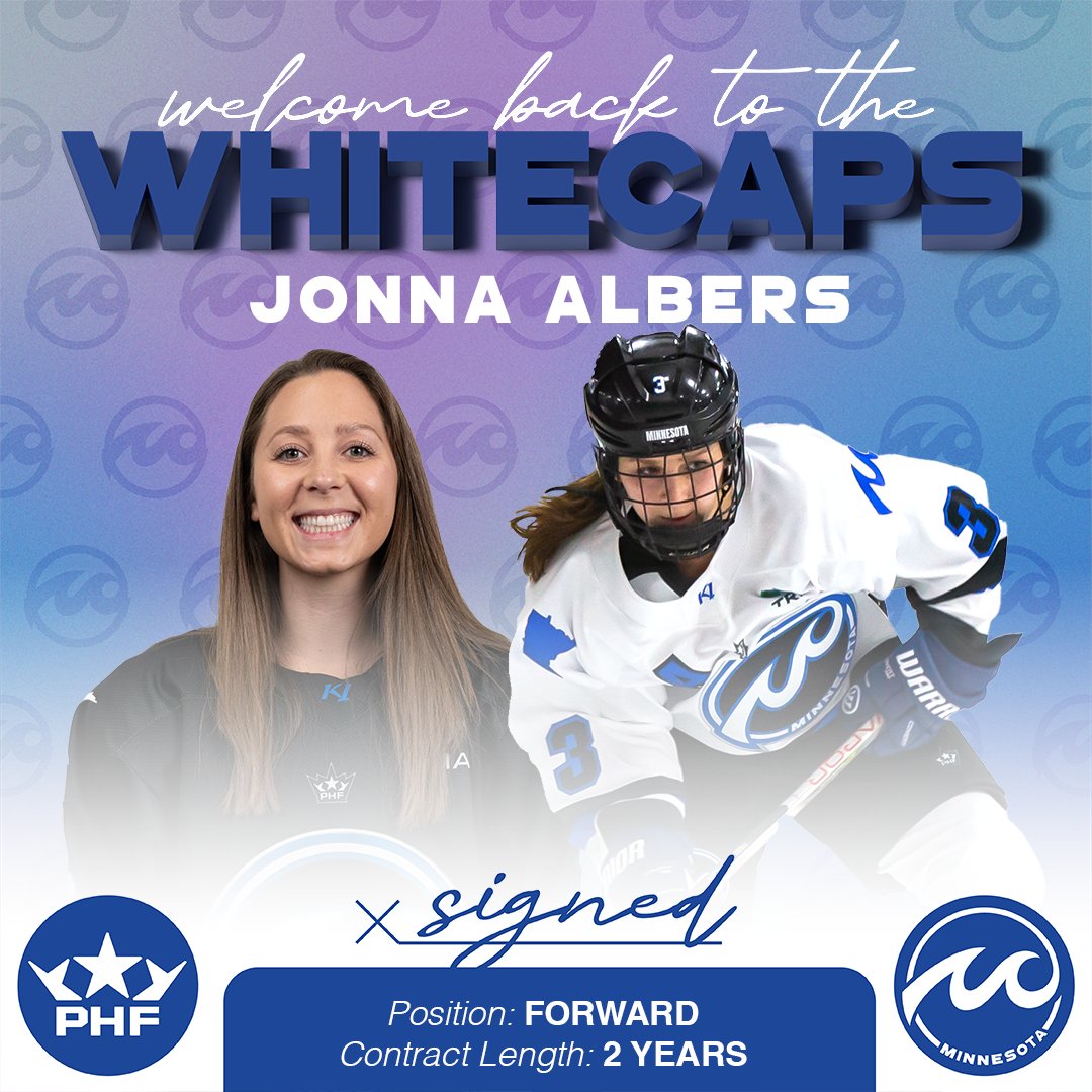She's the third-ever player in PHF history to reach 100-career points, and was the fastest to do so, and she's not done yet. Superstar forward Jonna Albers has re-signed with the Caps on a two-year deal.

@jonna_albers | #RollCaps

✍️: whitecaps.premierhockeyfederation.com/news/jonna-alb…