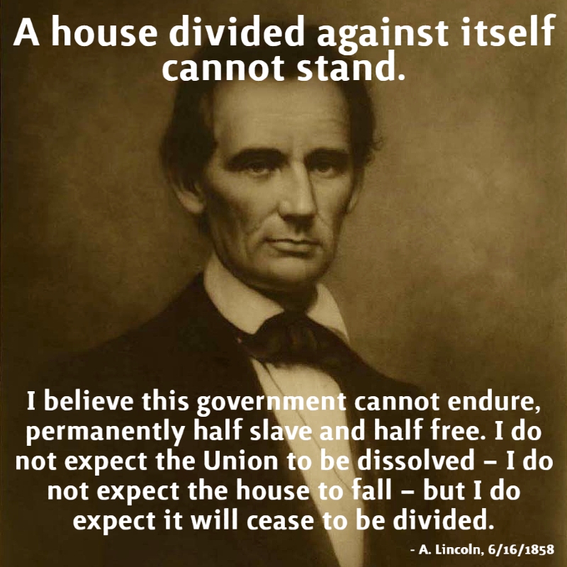 ALPLM's tweet photo. #OnThisDay in 1858, #AbrahamLincoln delivered one of his most visionary speeches -- the "House Divided" speech in which he warned that allowing #slavery in one region and barring it in another was tearing the nation apart. #AbeSays 

Source: https://t.co/QSKy67bqXR https://t.co/TGF0JJjvGT
