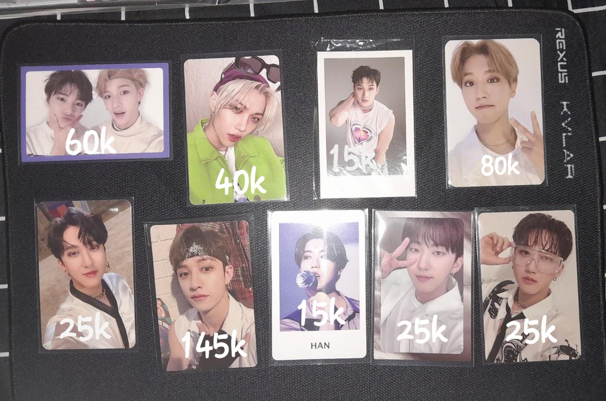 ‼️WTS WANT TO SELL STRAY KIDS PHOTOCARD BANG CHAN CHANGBIN FELIX HAN ‼️

✅️unit imy chanjeong
✅️appmus maxident bang chan, bang chan pola maxident
✅️appmus noeasy han
✅️felix odd
✅️changbin levanter, noeasy, cevel
✔️keep event
💸price incl all
🏡dom jogja