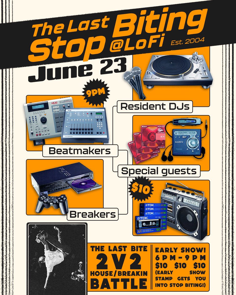 Fri June 23 is the Last <a href="/StopBitingLoFi/">Stop Biting</a> 6pm-2am $10 with early 2V2 House/breakin battle starting at 6pm! Stay tuned for future Stop Biting events ❤️ <a href="/introcut/">introcut</a> <a href="/bsoluteMadman/">DJ Can't Stand Ya</a> <a href="/ac_lewis/">AC Lewis</a> <a href="/djmagicsean/">dj magic sean</a> &amp; guests! <a href="/lofiseattle/">Lo-Fi Performance Gallery</a>  Event link… facebook.com/events/s/june-…