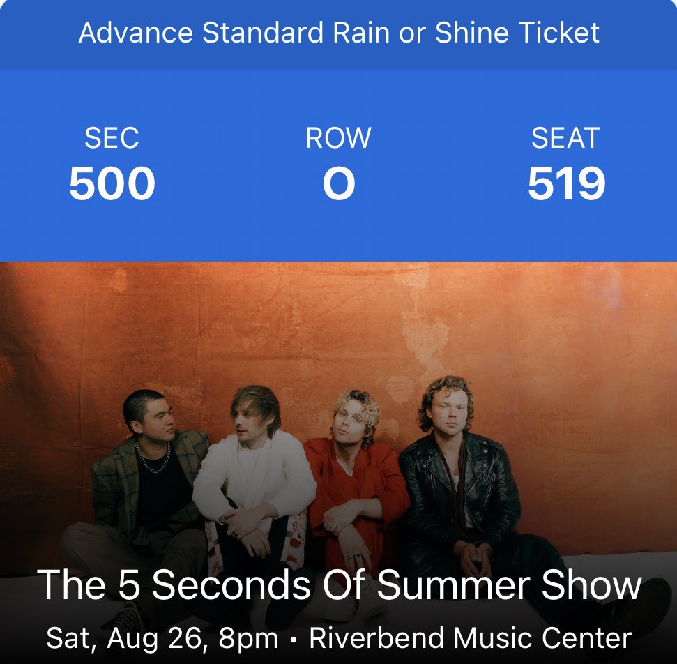 🎟️ SELLING ONE 5SOS TICKET 🎟️ 

AUG 26 2023
CINCINNATI, OH

$96.20 OR BEST OFFER

#The5SOSShow