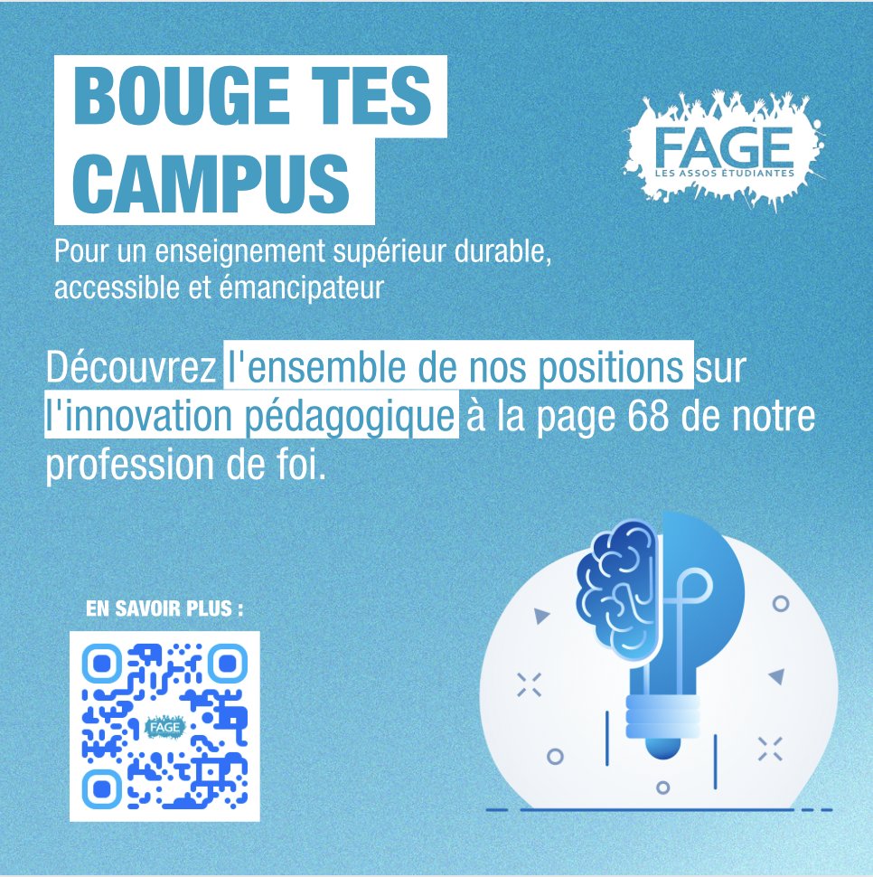 #CNESER | Les étudiantEs doivent être placés au coeur de leur formation

@La_FAGE demande à : 

🔵 Développer des méthodes pédagogiques   innovantes 
🔵 Généraliser l'approche par compétences
🔵 Diversifier les UE d'ouvertures 

Et bien plus ici : linkr.bio/la_fage_cneser