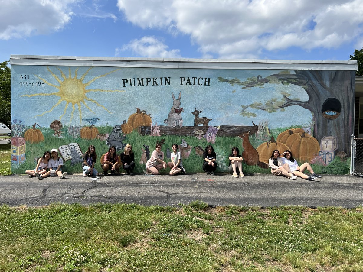 Select members of the National Art Honor Society were chosen for a community service project, to paint a mural for the Pumpkin Patch Nursery School, inspired by Beatrix Potter’s illustrations and was designed by Megan M. #CommackHighSchool #MackArt #MrsAdamo #CommackSchools