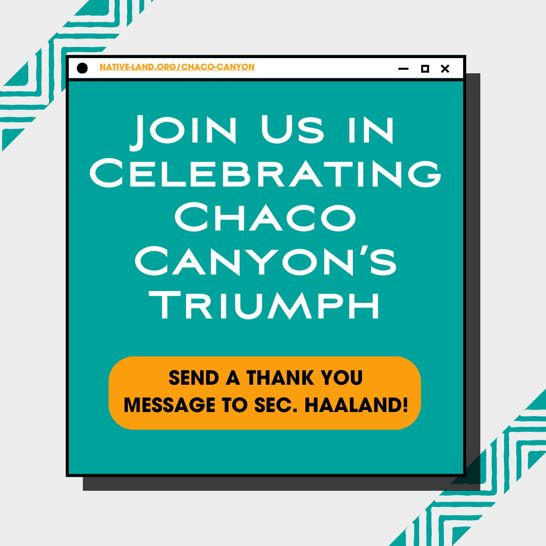 This is your reminder to stand in solidarity with those who have tirelessly strived to protect ChacoCanyon and remain engaged as we pursue the establishment of permanent safeguards. #nmpol #ProtectChacoCanyon

Send your message to <a href="/SecDebHaaland/">Secretary Deb Haaland</a> today: ow.ly/HcGG50OOT7p