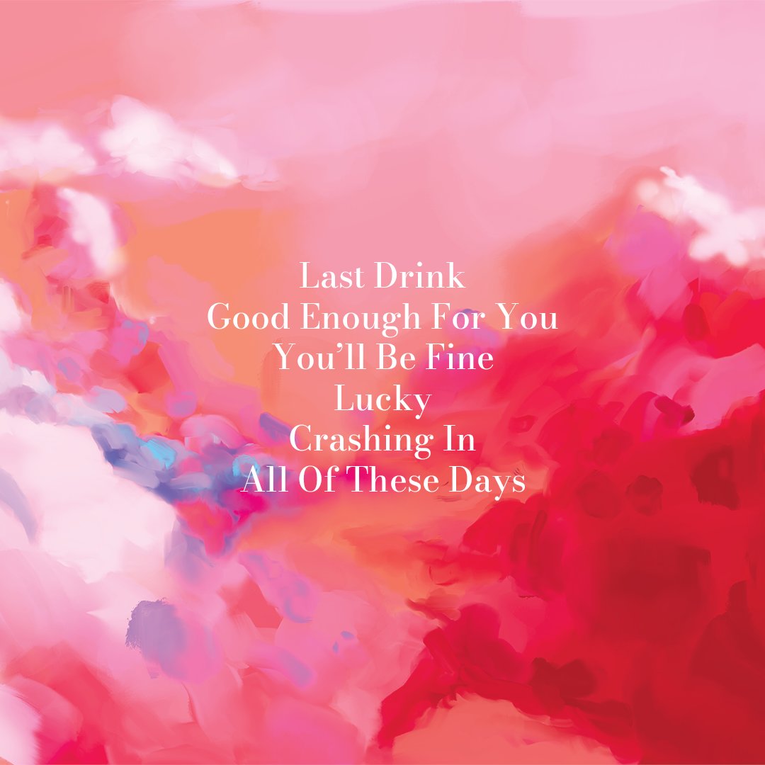 Free Parking Track List. Releasing 6/24. Pre-save at distrokid.com/hyperfollow/fr…

Last Drink
Good Enough For You
You'll Be Fine
Lucky
Crashing In
All Of These Days