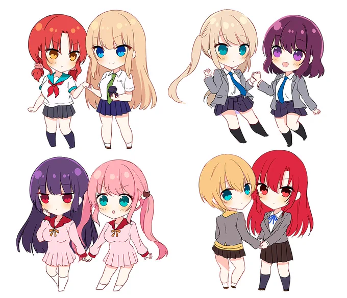 創作百合ップルのミニキャララフ