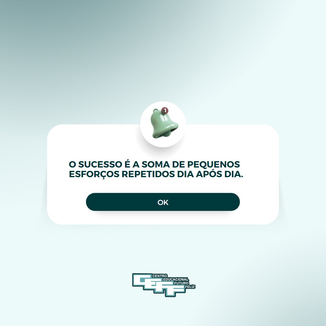 ceffmt's tweet photo. O segredo do sucesso reside na disciplina diária, na dedicação constante e no comprometimento em alcançar nossos objetivos. É a soma dos pequenos esforços que realizamos todos os dias, que nos conduz ao triunfo.
#motivacional #aluno #colegio #escola #estudo #foco #força https://t.co/na6av9GGpl