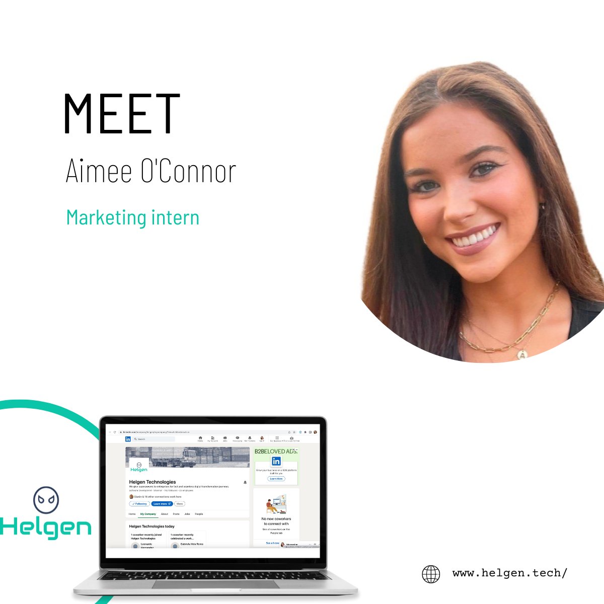 HelgenTech's tweet image. Meet Aimee O&apos;Connor our marketing intern from Kerry in Ireland! Aimee is going into her final year of her business degree in the University of Limerick! 
#meettheteam #helgentech #intern #marketing