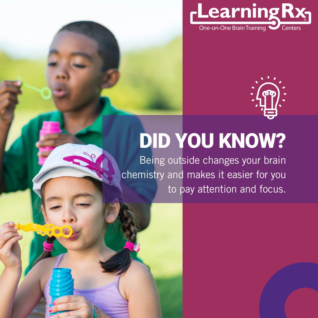 Studies have shown that people who regularly spend time outside have stronger cognition, attention spans, and learning skills.

Get more tips for helping your #ADHD kids thrive this summer (and beyond) here: ow.ly/9Mzu50OlZIZ

#adhdhelp #braintraining #learningrxshva