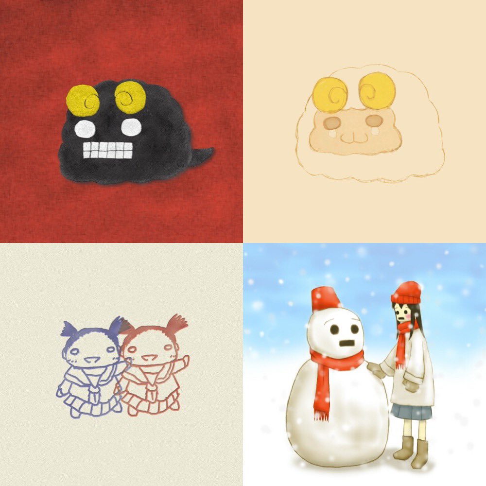 ujirou1's tweet photo. U次郎のアイコンについて
名前を「オニムラ」といい、施川ユウキ先生の処女作の4コマ【がんばれ酢飯疑獄!!】の登場する１コーナーのキャラクターです。
昔、先生のブログから頂いた物を背景色を変えた物ですが、この紹介のため何枚か画像を用意しました。
なので、版権キャラなんですよね〜 https://t.co/1KyKZRl5ai
