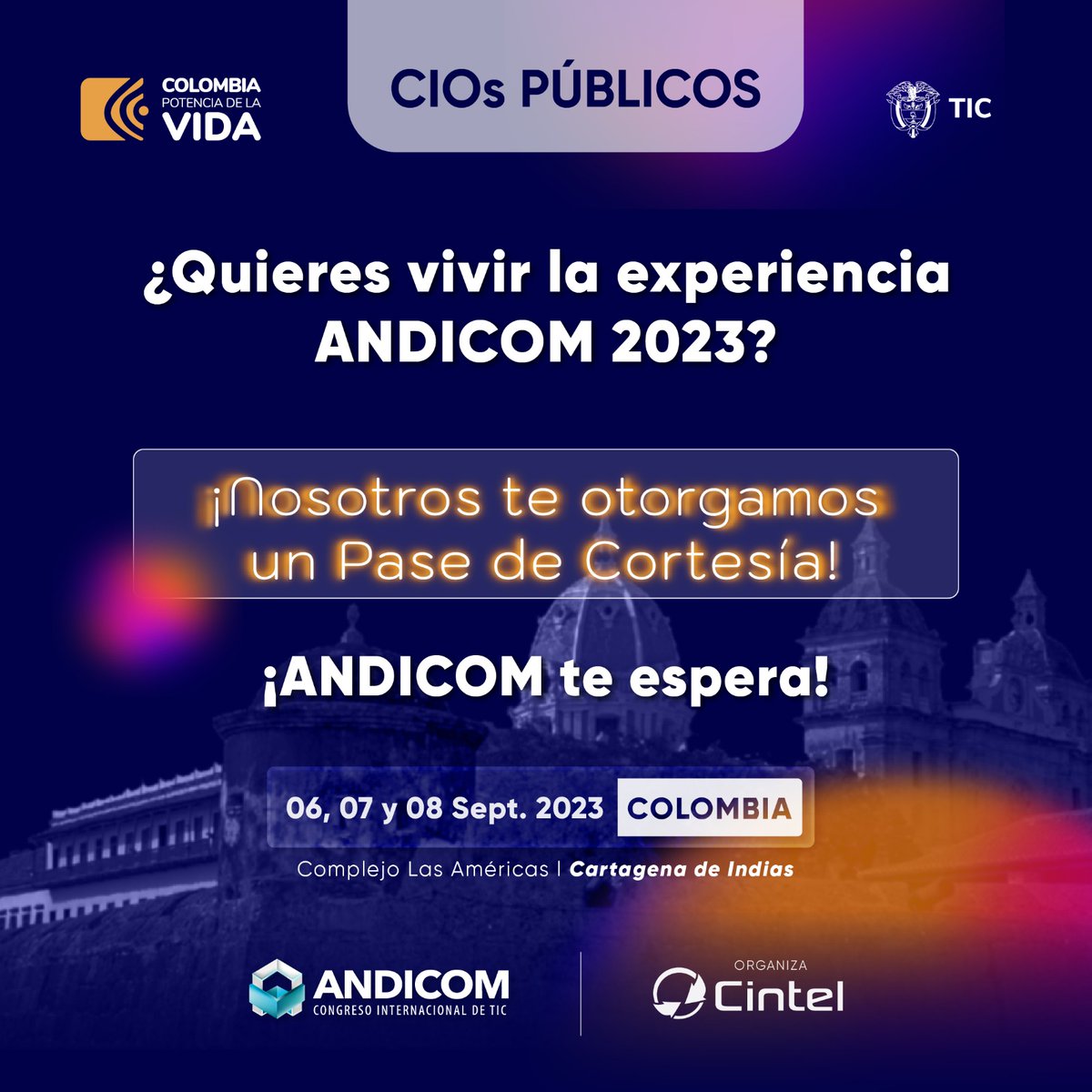 TalentoDigCol's tweet photo. 🇨🇴#ColombiaVaBien l CIO del sector público, ya abrimos la convocatoria para participar como invitado especial en el congreso TIC más importante de la región #ANDICOM2023  ¿Te interesa?

¡Conoce los detalles y postúlate aquí! ➡️https://t.co/TG687jyhFP https://t.co/EkgLc2STSD