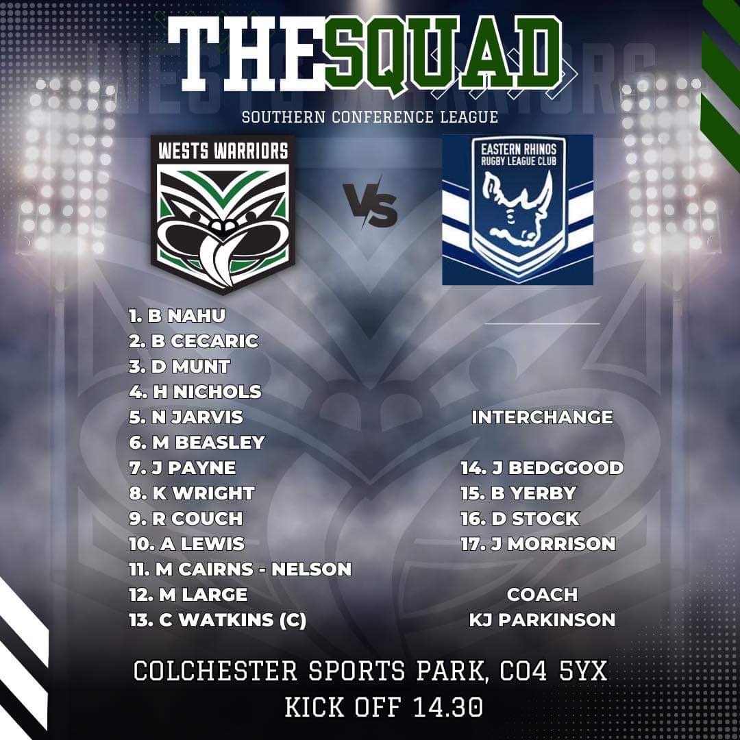 Just the one game this weekend as the boys head to <a href="/EasternRhinos/">Eastern Rhinos Rugby League Club</a>. Looking forward to what is always a great contest between the two sides. #warriors #londonrl