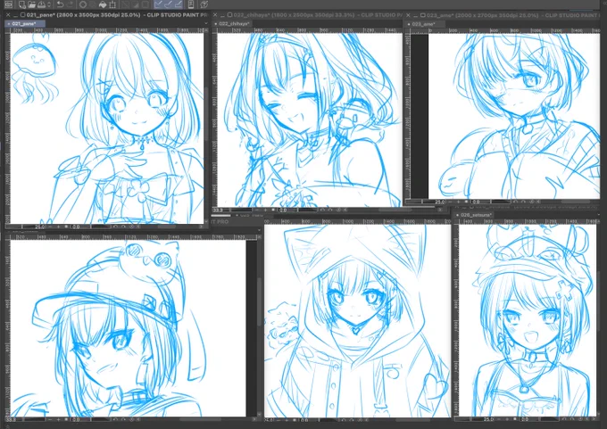 それぞれの配信時間内に1人ずつイラスト完成させようとしてた時期がわたしにもありました(ラフすら満足に終わらなかった😉)