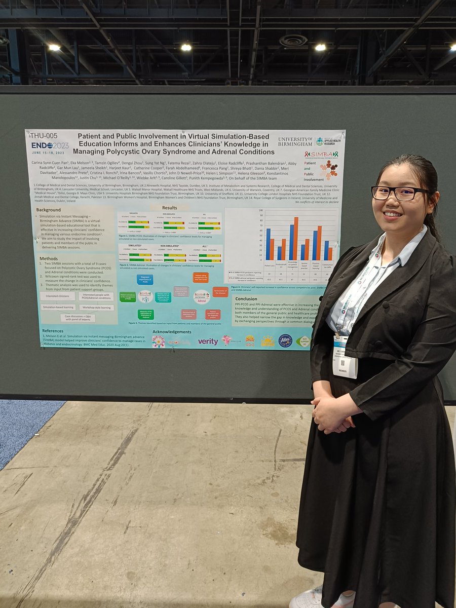 Punith Kempegowda (@drpunith) on Twitter photo Super proud of our <a href="/UoBMBChB/">UoBMBChB</a> student <a href="/CarinaPSC/">Carina Pan</a> presenting her @SIMBAsimulation work highlighting the importance of patient involvement in training future #HCPs at the #endo2023 😃🙌
#FutureLeaders #MedEd #YoungScientists
<a href="/TheEndoSociety/">Endocrine Society</a> Super proud of our <a href="/UoBMBChB/">UoBMBChB</a> student <a href="/CarinaPSC/">Carina Pan</a> presenting her @SIMBAsimulation work highlighting the importance of patient involvement in training future #HCPs at the #endo2023 😃🙌
#FutureLeaders #MedEd #YoungScientists
<a href="/TheEndoSociety/">Endocrine Society</a>