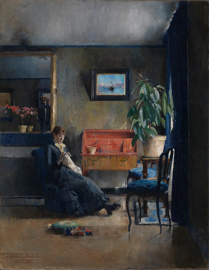 HARRIET BACKER (1845-1932), 'Blue Interior', 1883.  Nasjonalmuseet, Oslo, Norway. #HarrietBacker #BlueInterior #Impressionism #Norway #artoftheday #art 
instagram.com/p/CtjjB1yAOGR/