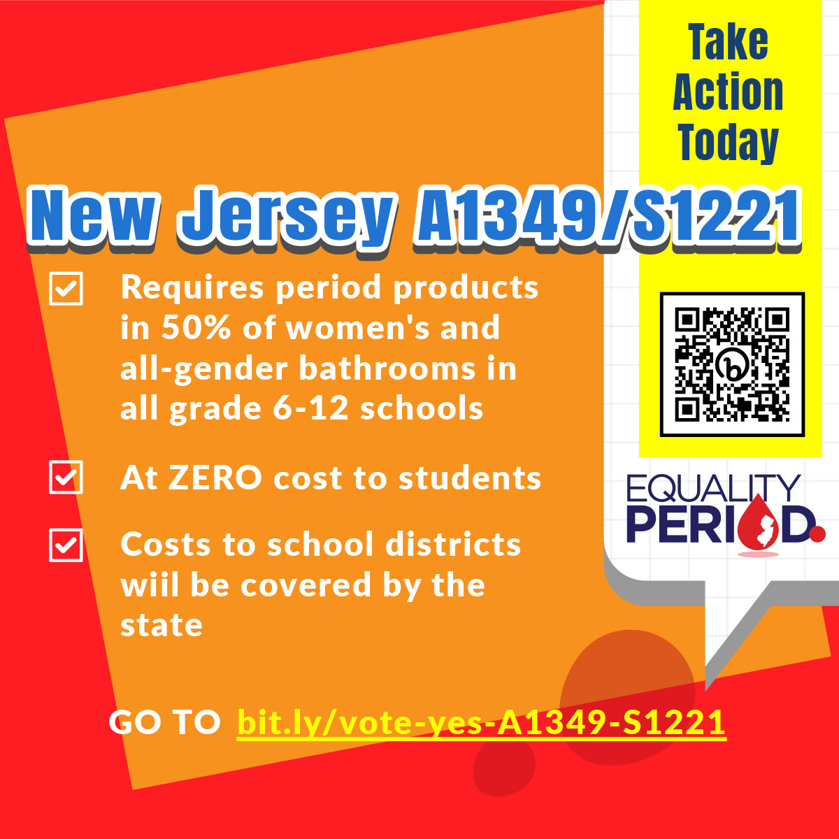 periodNJ's tweet photo. 📢ADVOCACY ALERT! One final step toward NJ-A1349/S1221 becoming law! https://t.co/RoCuMGQGka…Passage in both chambers &amp; signing by the governor would mean period products in restrooms for the 2024-25 school year. #menstrualequity https://t.co/cO9S4lzOjU