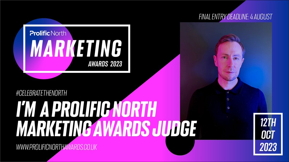 Thank you <a href="/ProlificNorth/">Prolific North</a> for the opportunity to be on the #PNMarketingAwards judging panel.
It's time to get your award entries in. #CelebrateTheNorth prolificnorthawards.co.uk/marketing/2023…