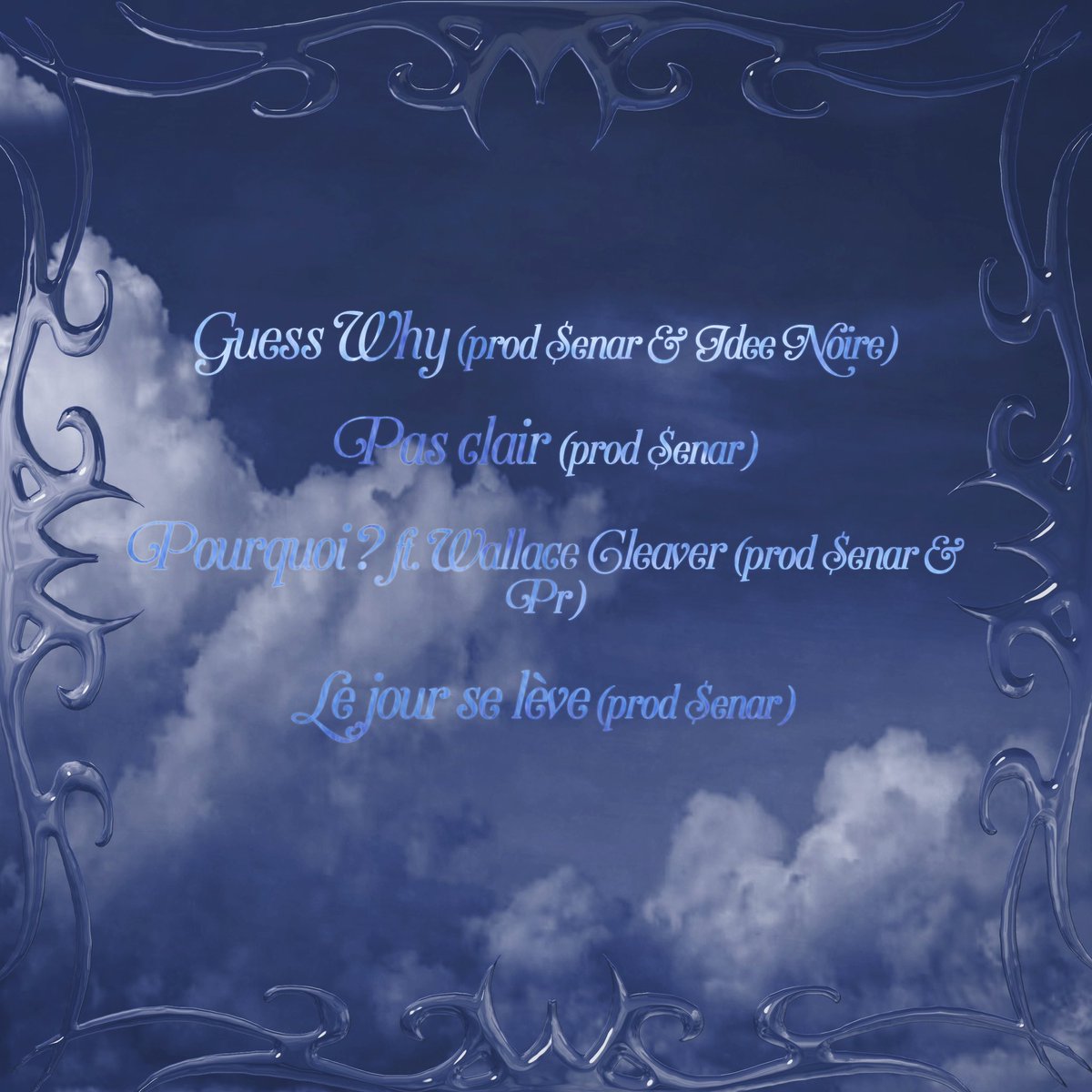 Le jour se lève 23/06
full prod $enar (co prod x <a href="/ideenoirex/">ID</a> track 1 et Pr track 3)
ft le frérot <a href="/wallacecleaver_/">Wallace Cleaver</a> track 3
mix by yaska 
master by ia
visu by @Takuart_