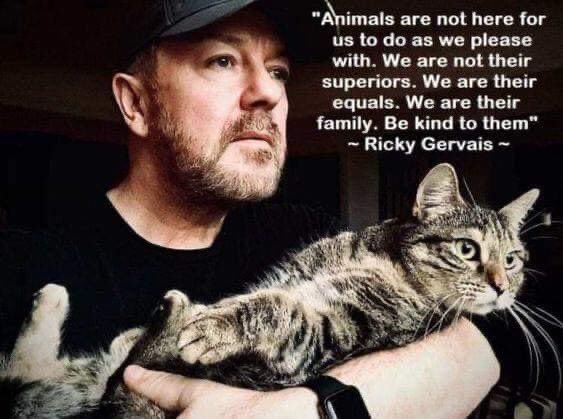 “Animals are not here for us to do as we please with.  We are not their superiors.  We are their equals. We are their family. Be kind to them.”
~Ricky Gervais~

https://t.co/DlrrqqhE8i https://t.co/xEFDuT837V