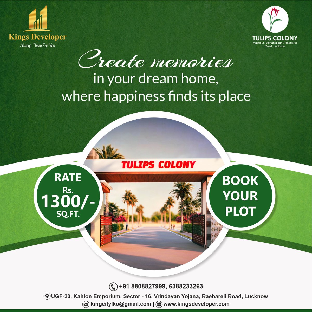 Discover the joy of #DreamHomes with Kings Developer! 🌟 #LuxuryLiving #AffordableHomes #RealEstate #PlotBooking #LucknowLiving #VrindavanYojana #RaebareliRoad #InvestInYourFuture #BookNow #MemoriesMadeHere #YourDreamAwaits #HappinessUnlimited #HomeOwnership #CreateMemories