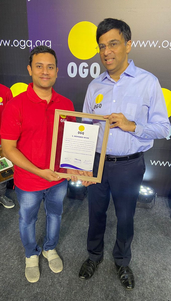 Received award for my work in Para Badminton Coaching 🏸🇮🇳

Thank you Viswanathan Anand Sir & OGQ team 🙏 @OGQ_India @vishy64theking

#mindtraining #motivation #paracoach #parabadmintoncoach #parabadminton #parasports #paralympics2024 #Paris #podium #wheelchairbadminton