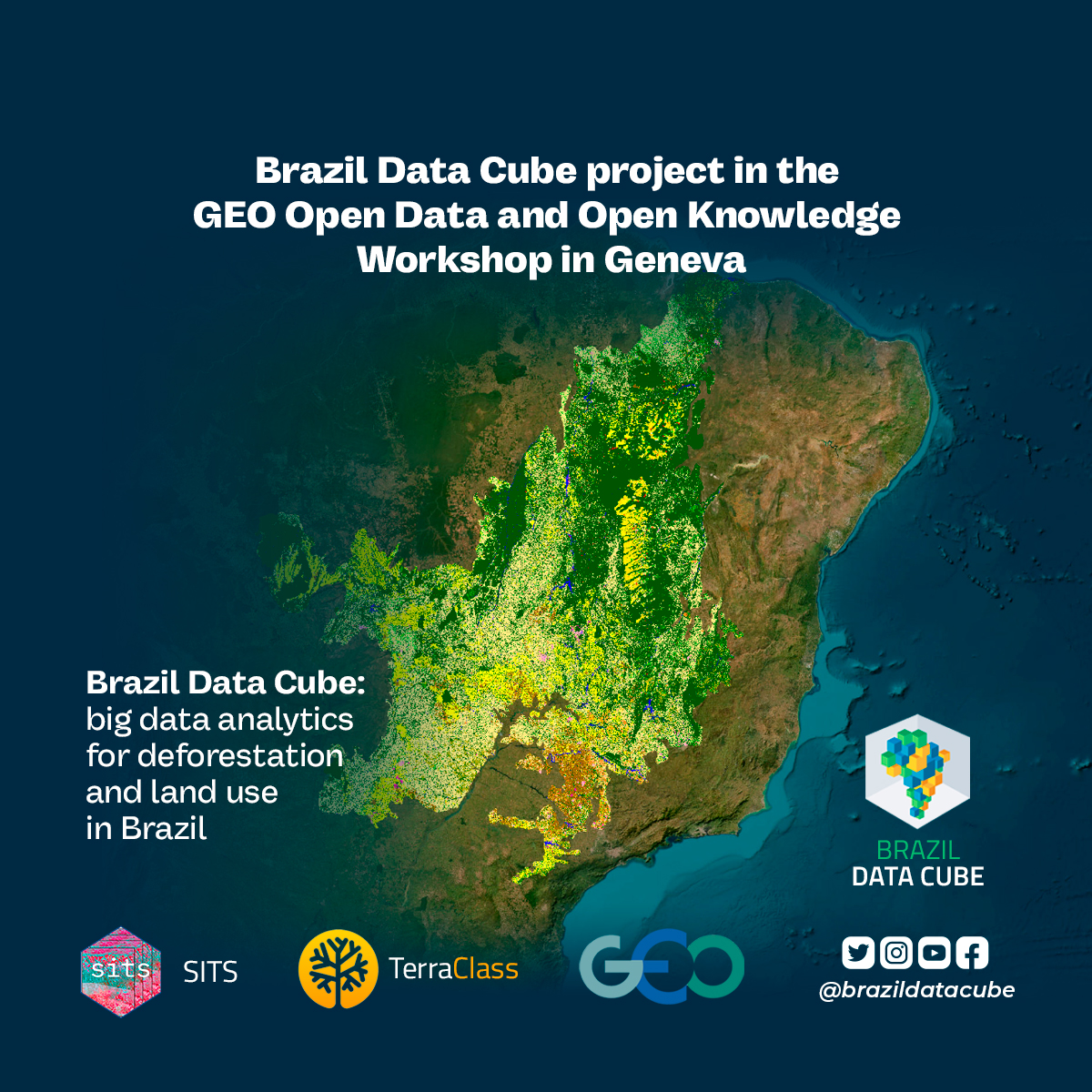 BrazilDataCube (@brazildatacube) on Twitter photo "Brazil Data Cube: big data analytics for deforestation and land use in Brazil" highlights the BDC project results in the GEO Open Data Knowledge Workshop in Geneva in the Session 1 "Open Space-based Data and Data Cubes Initiatives" together with <a href="/DEarthAfrica/">Digital Earth Africa</a> and <a href="/SwissDataCube/">SwissDataCube</a> "Brazil Data Cube: big data analytics for deforestation and land use in Brazil" highlights the BDC project results in the GEO Open Data Knowledge Workshop in Geneva in the Session 1 "Open Space-based Data and Data Cubes Initiatives" together with <a href="/DEarthAfrica/">Digital Earth Africa</a> and <a href="/SwissDataCube/">SwissDataCube</a>