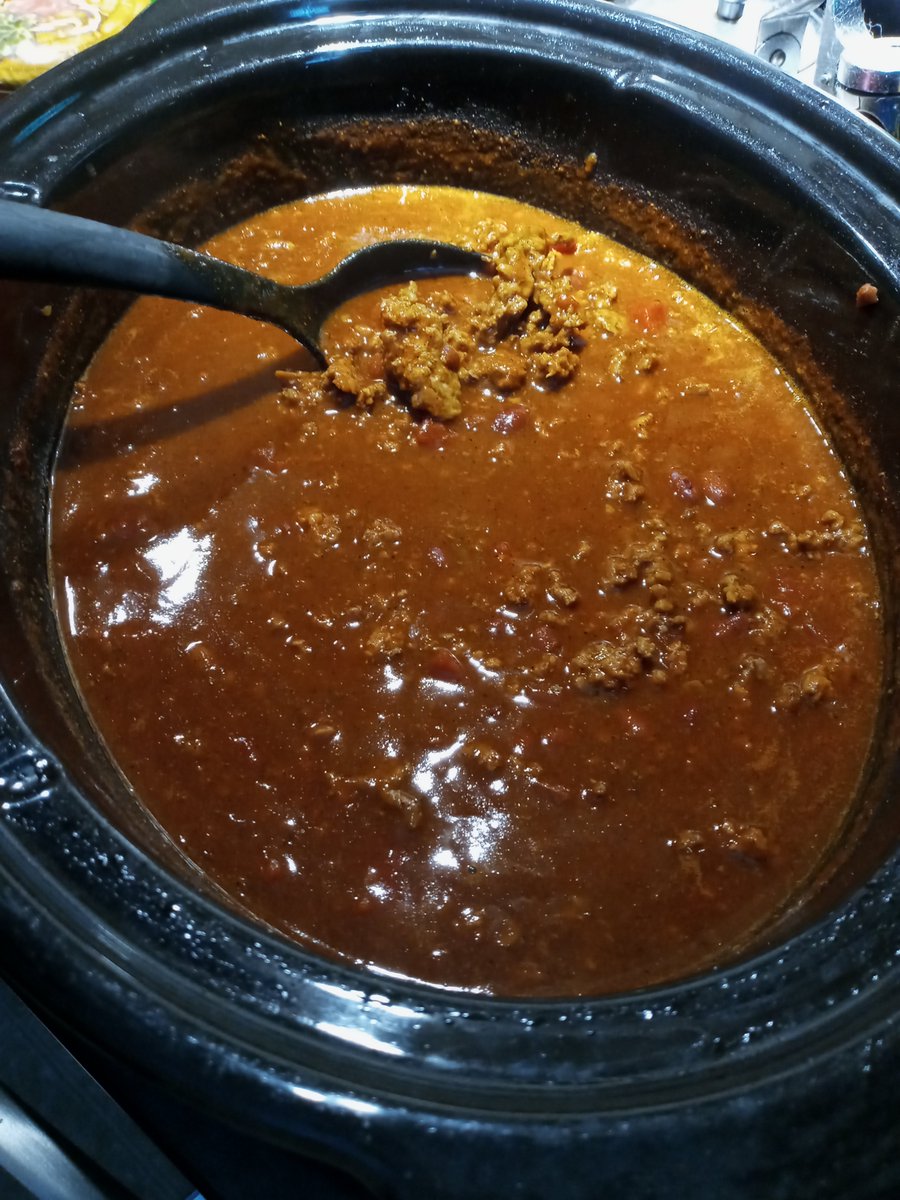 Chili has been in the crockpot since 6am.  How would you have yours?   

#Food #Foodie #yummy #chili #crockpot