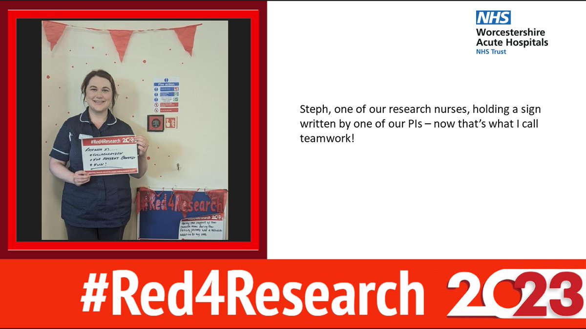 WAHT_Research's tweet photo. I said finally earlier on...but there's still some more #Red4Research to share! Here's our lovely research nurse @stephiechambs getting two shots at Twitter fame today, one with our notice board and one wearing red. https://t.co/iUzwsVlz0g