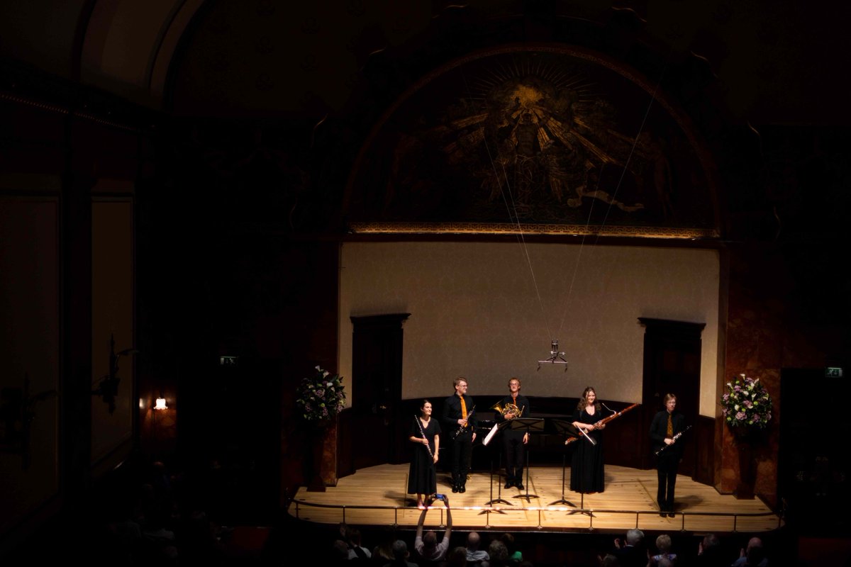 ROSLARTS's tweet image. While the judges deliberated, our ensemble winners performed for the delighted crowd. @LumasWinds and the Fibonacci Quartet. #ROSLAMC