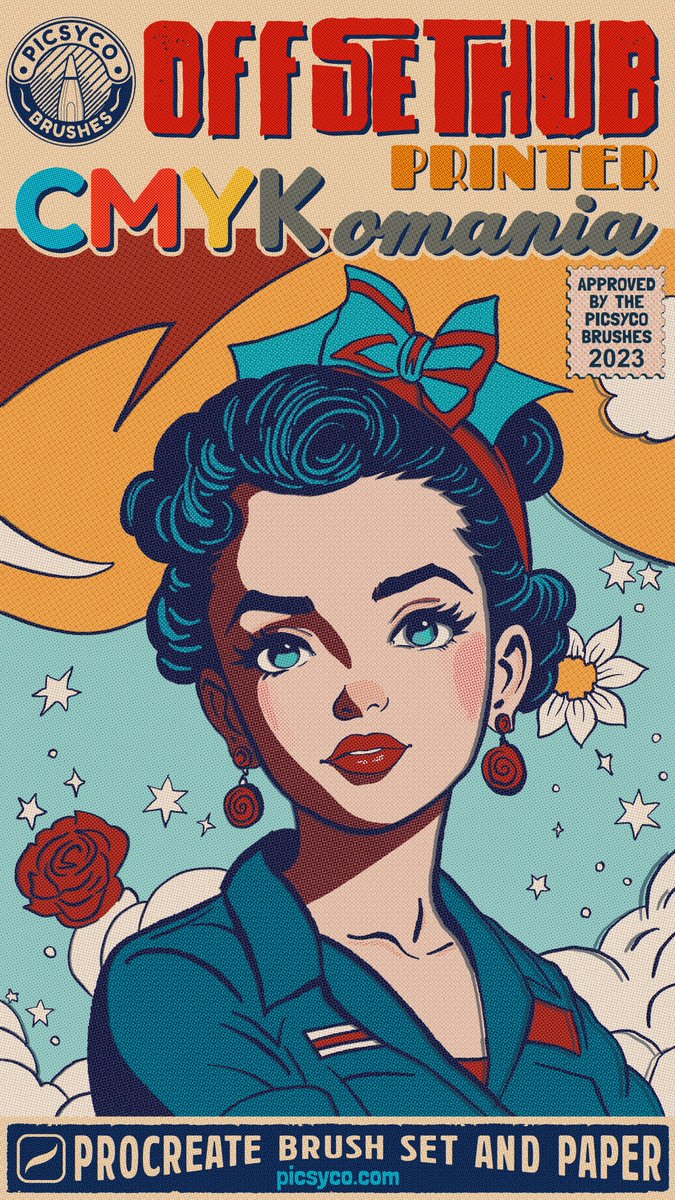 OFFSETHUB PRINTER - CMYKomania Brush Set for Procreate from PICSYCO BRUSHES #comic #Procreate #brushes #halftone #cmyk #offset