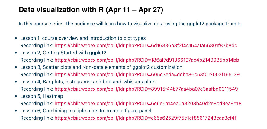 AedinCulhane's tweet photo. Nice collection of #Bioinformatics tutorials and seminar from the @theNCI including introduction to unix, #rstats, @Bioconductor and single cell annotation

https://t.co/YEwrsXaN21 https://t.co/AEzqWDpMGz