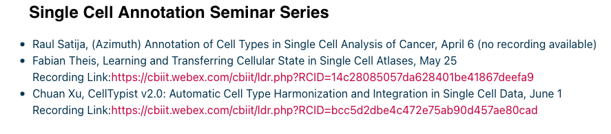 AedinCulhane's tweet photo. Nice collection of #Bioinformatics tutorials and seminar from the @theNCI including introduction to unix, #rstats, @Bioconductor and single cell annotation

https://t.co/YEwrsXaN21 https://t.co/AEzqWDpMGz