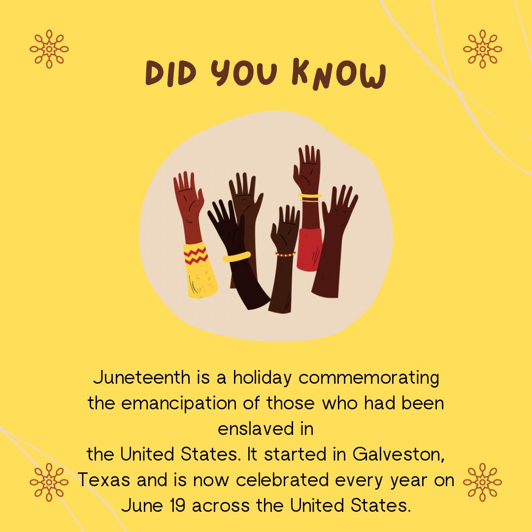 Happy Juneteenth! “Juneteenth celebrates the day in 1865 when enslaved Black people in Galveston, Texas, learned that the Emancipation Proclamation had freed them.”-nj.com/business/2023/…