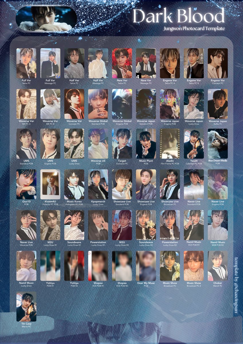 Enhypen Dark Blood Jungwon Photocard Template Album + Benefit +