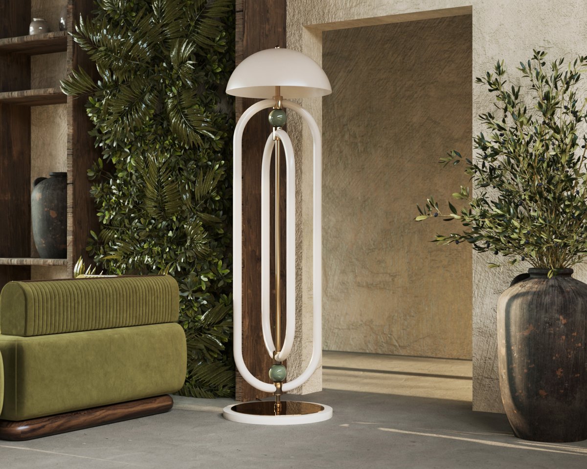 𝑾𝒆𝒍𝒍𝒆𝒔 𝑭𝒍𝒐𝒐𝒓 𝑳𝒂𝒎𝒑 represents the art deco style in every aspect. In this lighting design, you can find two white-painted metal tubes that create an oval shape that joins through a handcrafted gold-plated base.

#mezzocollection #mezzogeneration
#midcenturyfurniture