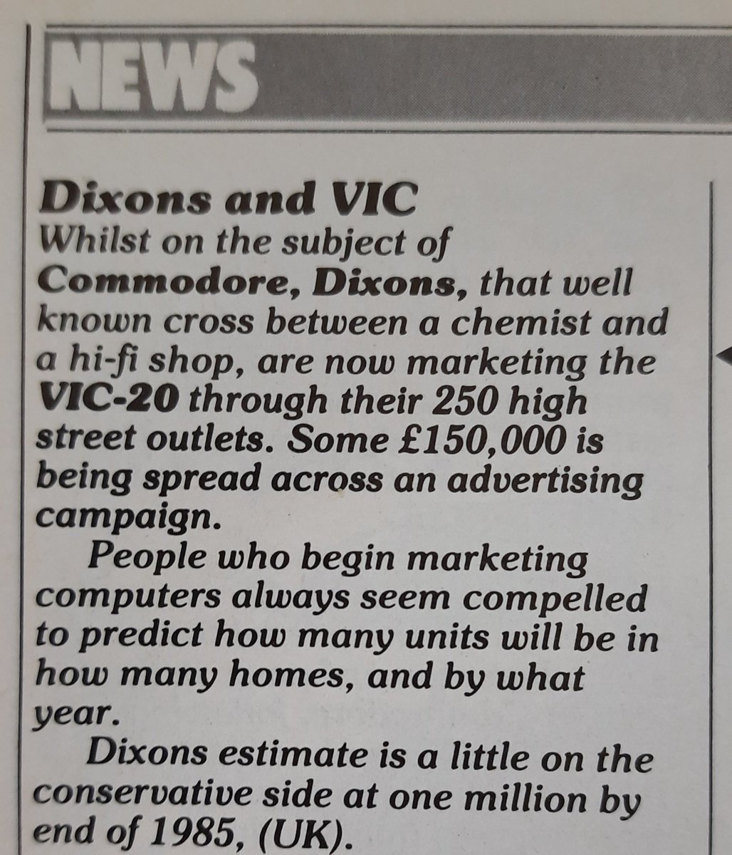 Dixon's the chemist? Did I live in an alternative reality? I only ever knew of them as an electrical shop, like Curry's but a million times better. Now Boots on the other hand...was very disappointed when they ditched home micros and software to become a chemist ;-p
#vic20