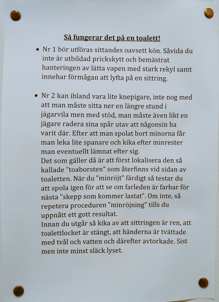 Haha toalettbeök på militäretablissemang är en ren kunskapsresa.
Militären - där man lär ut det man inte ens trodde kunde läras ut, för att det behöver läras ut!