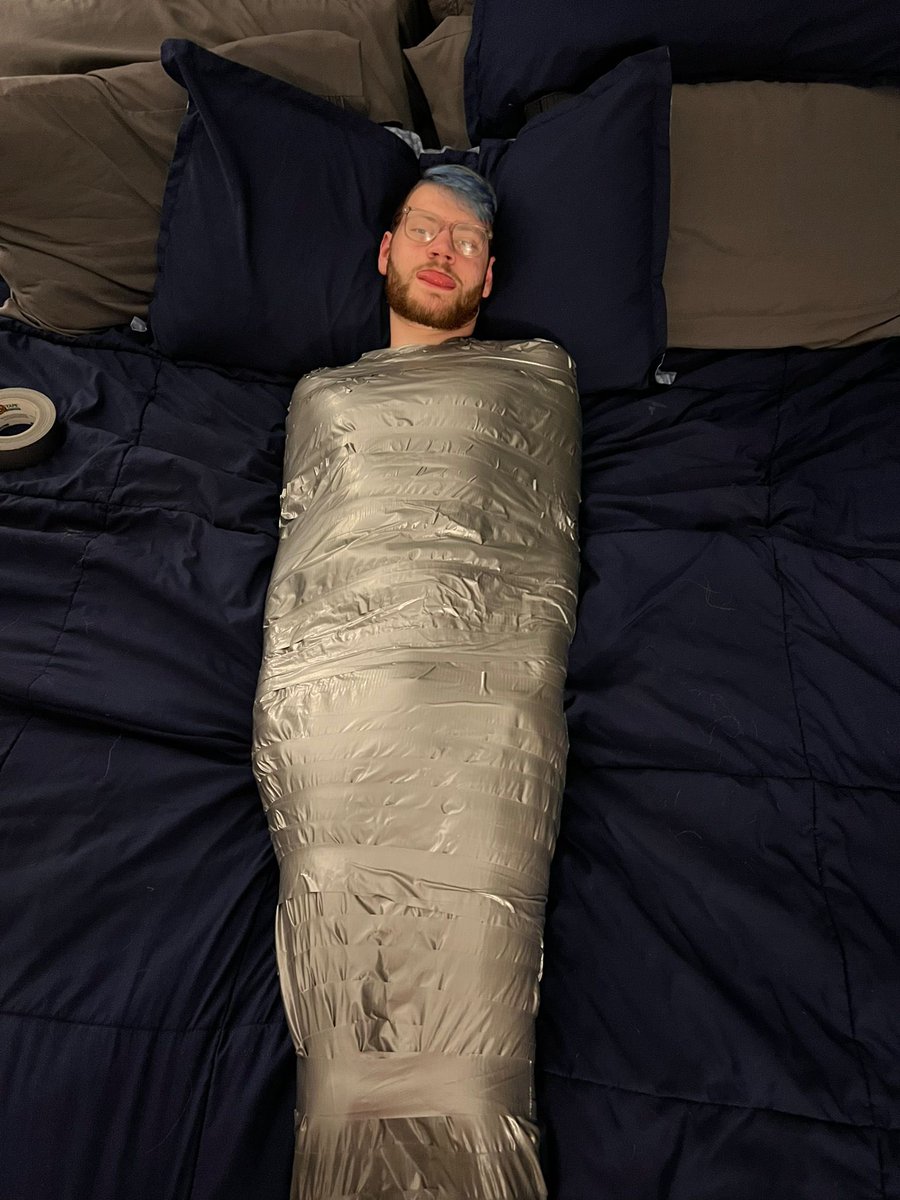 boundtothemaks1's tweet photo. Realized I haven’t posted on a few months… so here’s some pics of me mummified. Enjoy! 😘 @kinkmate13 @Gazgagged https://t.co/U2FCDvtSVd