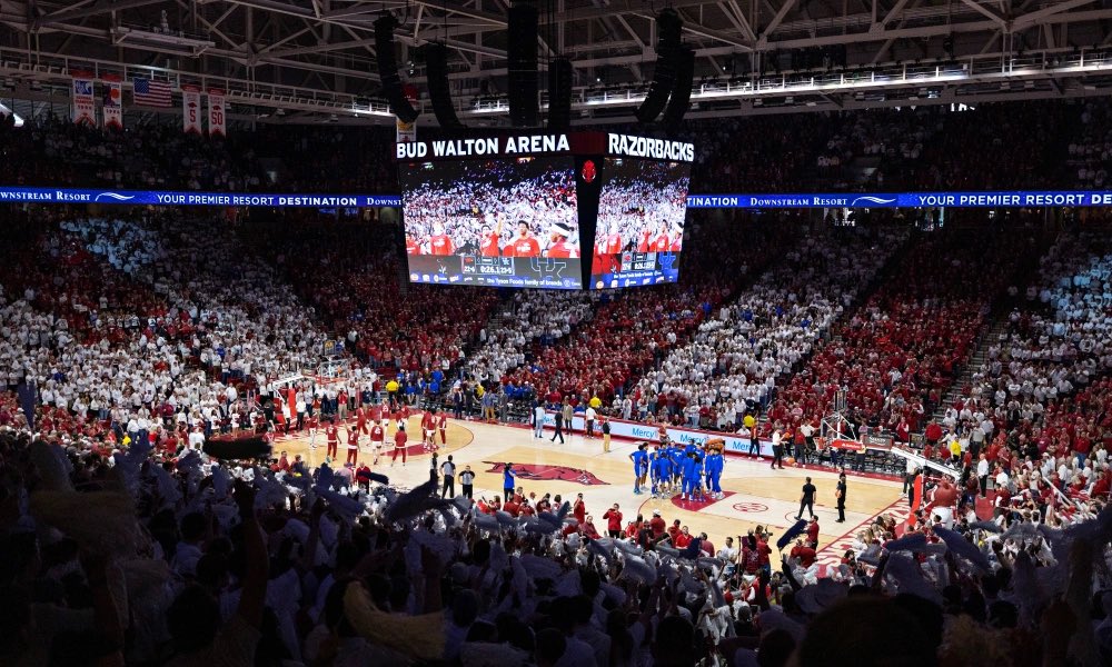 CBKReport's tweet photo. Neville Arena or Bud Walton Arena? https://t.co/e1NmN8tjfW