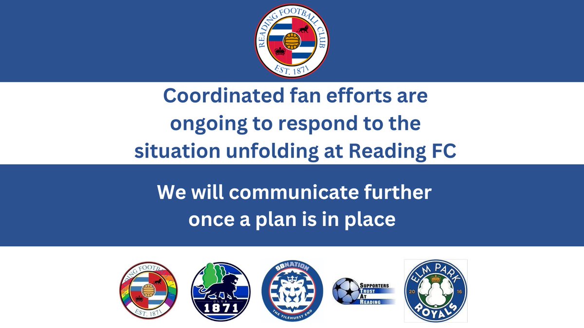An update from ourselves, @Club1871, <a href="/ElmParkRoyals/">EPR</a>, <a href="/STARReading/">Supporters’ Trust At Reading</a> and <a href="/proudroyals/">Proud Royals</a> at a really worrying time for #ReadingFC.